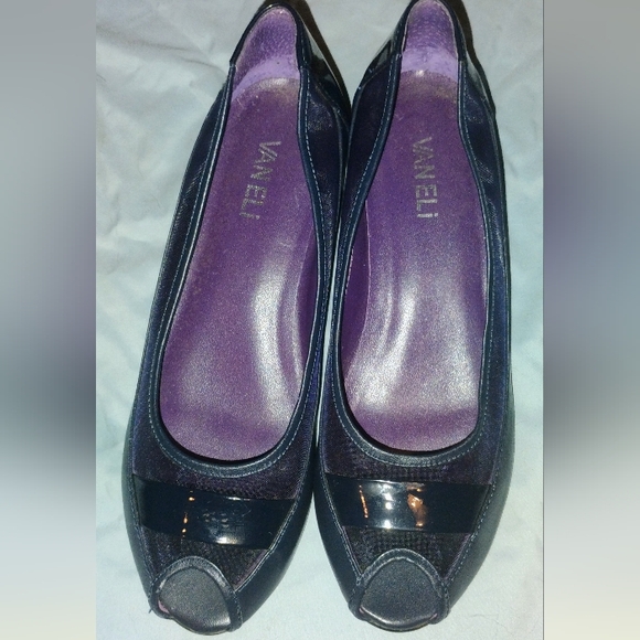 Vaneli Black and Purple Peep-Toe Flats - Picture 5 of 6